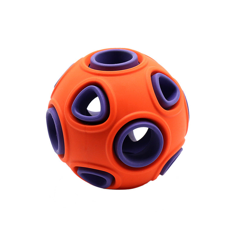 Light-Up Squeaky Dog Ball - Glowing Rubber Toy Ball with Bell Sound