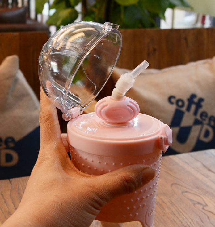 500ML Kids Plastic Water Bottles Protein Shaker Blender with Straw BPA