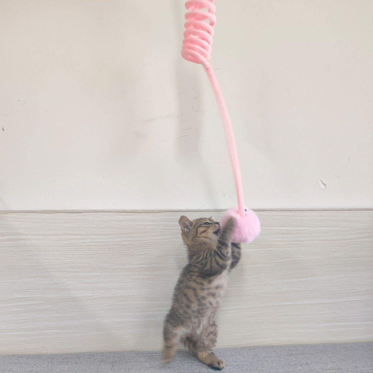 Spring Suction Cup Cat Toy - Interactive Fur Ball Teaser for Solo Play