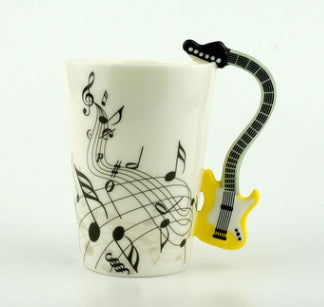Music Violin Guitar Ceramic Mug Coffee Tea Milk Stave Cups with Handle