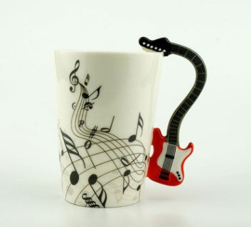 Music Violin Guitar Ceramic Mug Coffee Tea Milk Stave Cups with Handle