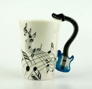 Music Violin Guitar Ceramic Mug Coffee Tea Milk Stave Cups with Handle
