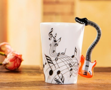 Music Violin Guitar Ceramic Mug Coffee Tea Milk Stave Cups with Handle