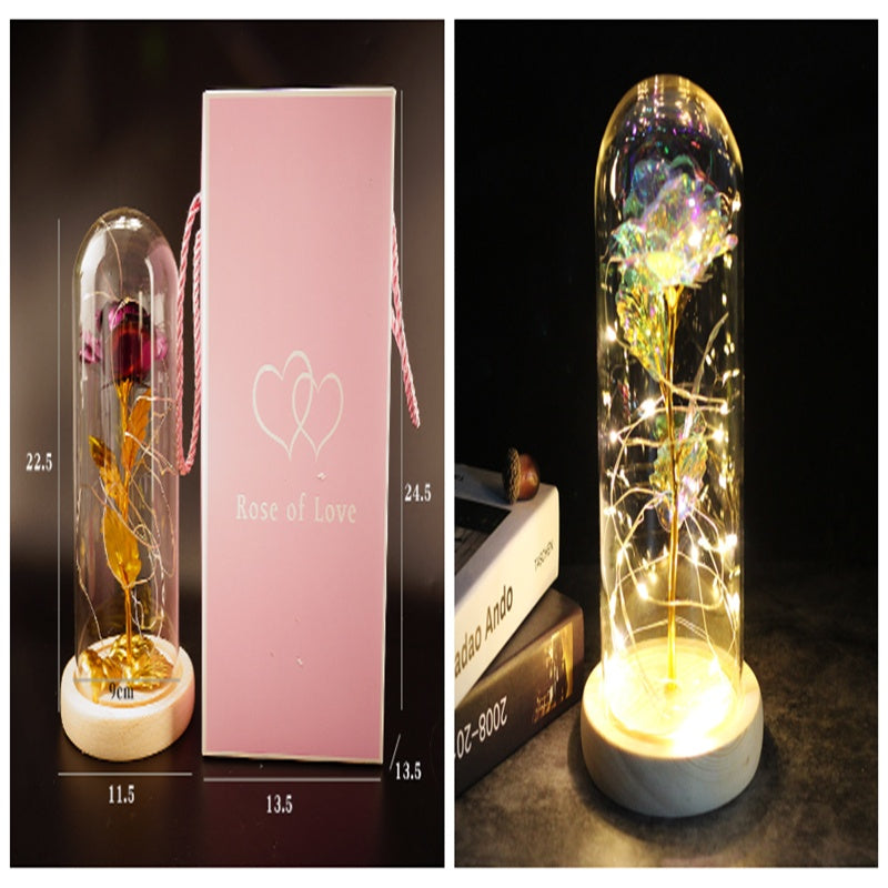 Little Prince Rose in Glass Dome - Eternal Flower LED Gift