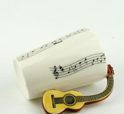Music Violin Guitar Ceramic Mug Coffee Tea Milk Stave Cups with Handle