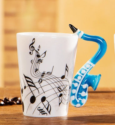 Music Violin Guitar Ceramic Mug Coffee Tea Milk Stave Cups with Handle