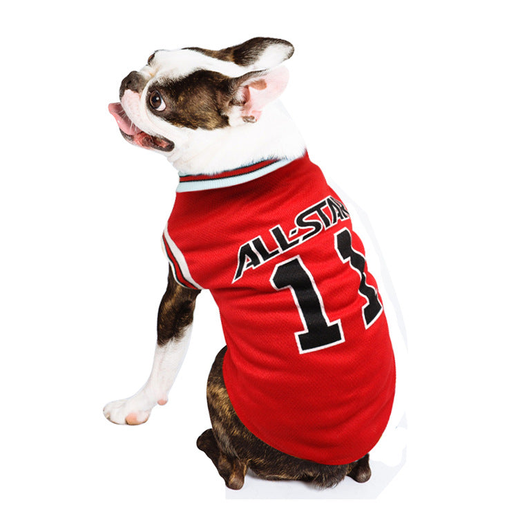 Football Print Dog Vest - Breathable Cotton Summer T-Shirt for Small Dogs