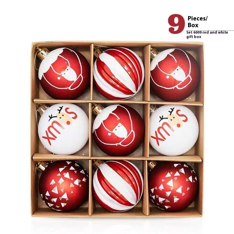 Christmas Theme Hand Drawn Ball Set Hanging Decorations | Xmas Holiday Decor