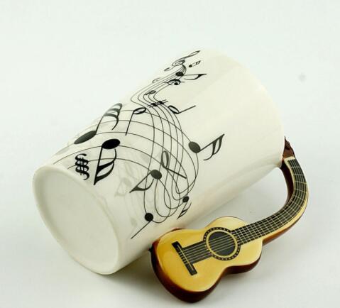 Music Violin Guitar Ceramic Mug Coffee Tea Milk Stave Cups with Handle