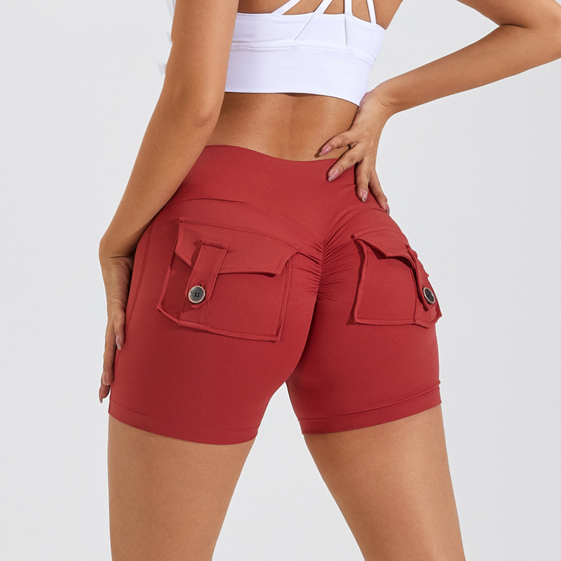 High Waist Hip Lifting Shorts with Pockets Quick Dry Yoga Fitness