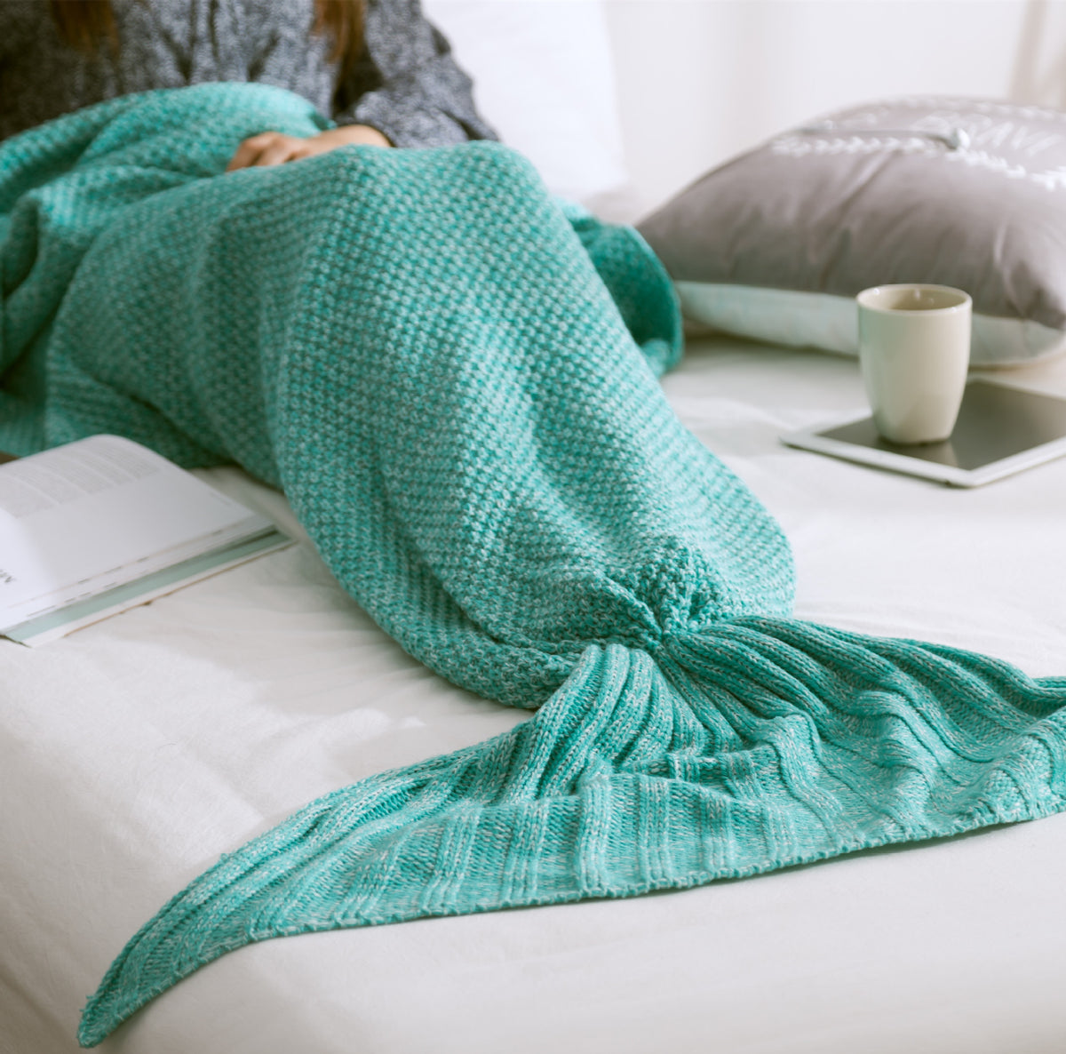 Mermaid Tail Blanket Knitted Crochet for Childern Super Soft Sleeping