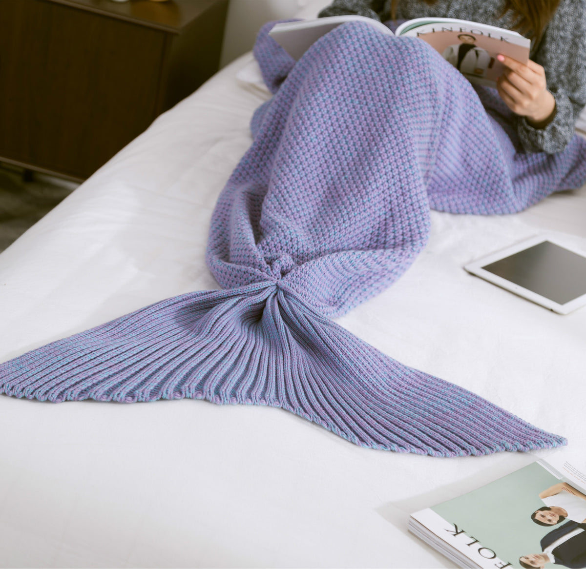 Mermaid Tail Blanket Knitted Crochet for Childern Super Soft Sleeping