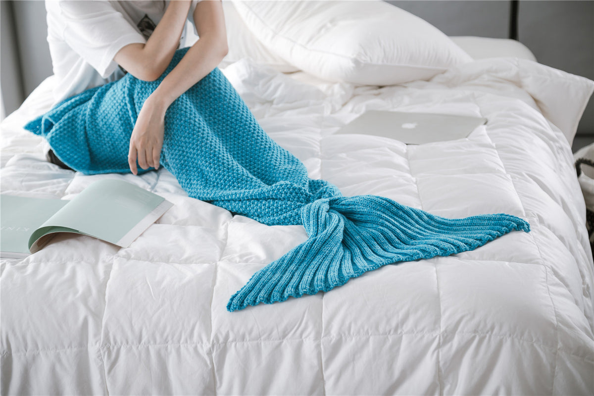 Mermaid Tail Blanket Knitted Crochet for Childern Super Soft Sleeping