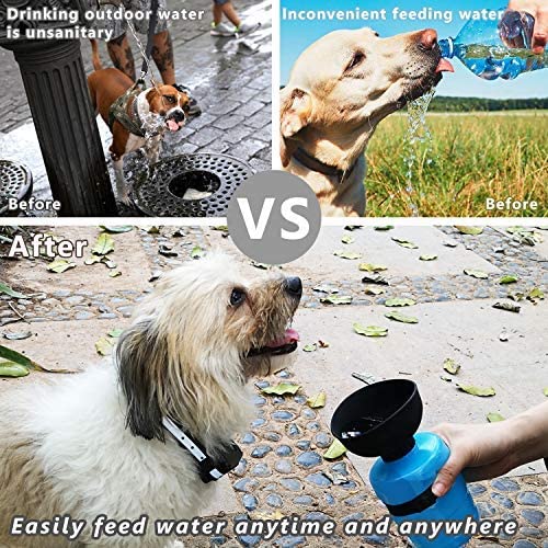Foldable Dog Travel Water Bottle 520 ml - Leakproof Portable Pet Drinker