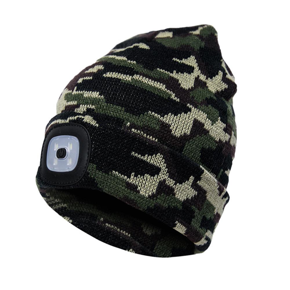 Knit Hat Button Cell Type Knitted with Light Glowing