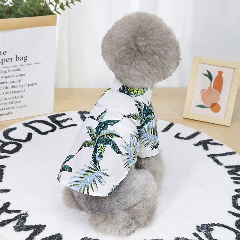 Hawaiian Coconut Dog Shirt - Thin Cotton Summer Pet Shirt for Small Dogs