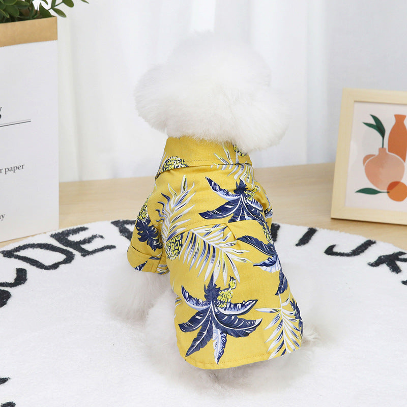 Hawaiian Coconut Dog Shirt - Thin Cotton Summer Pet Shirt for Small Dogs