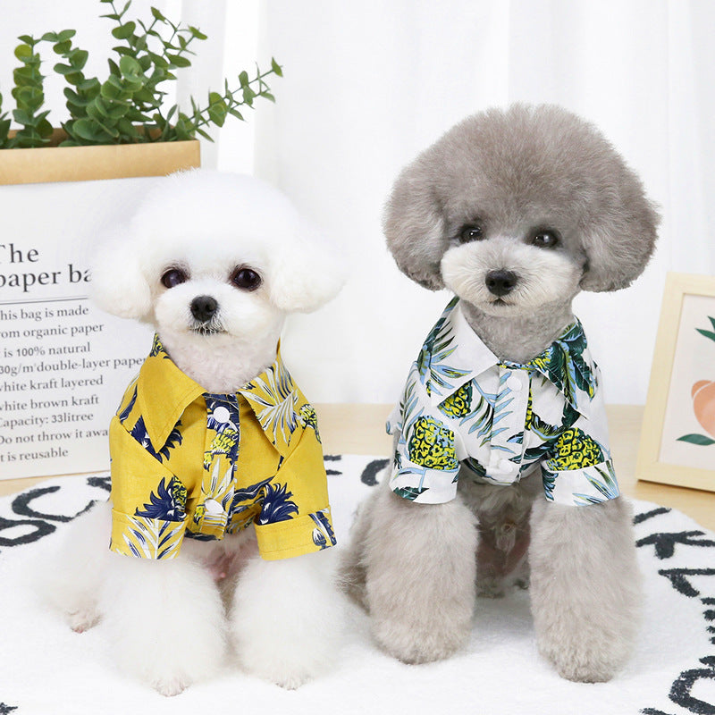Hawaiian Coconut Dog Shirt - Thin Cotton Summer Pet Shirt for Small Dogs