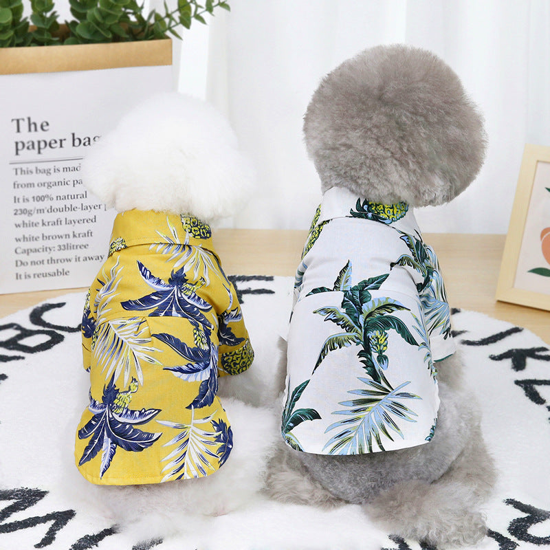 Hawaiian Coconut Dog Shirt - Thin Cotton Summer Pet Shirt for Small Dogs