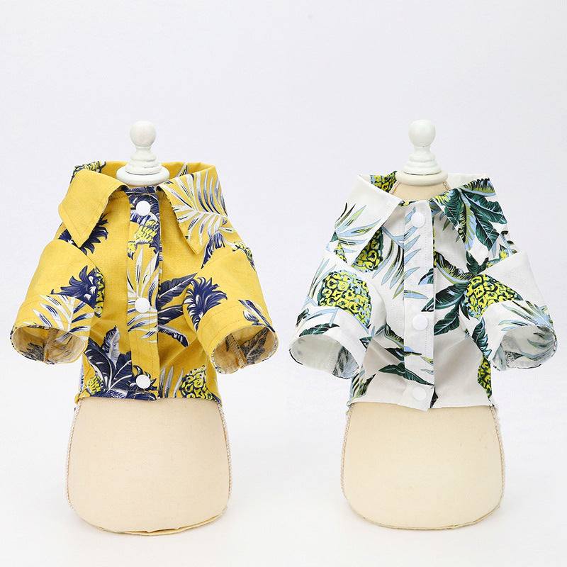 Hawaiian Coconut Dog Shirt - Thin Cotton Summer Pet Shirt for Small Dogs