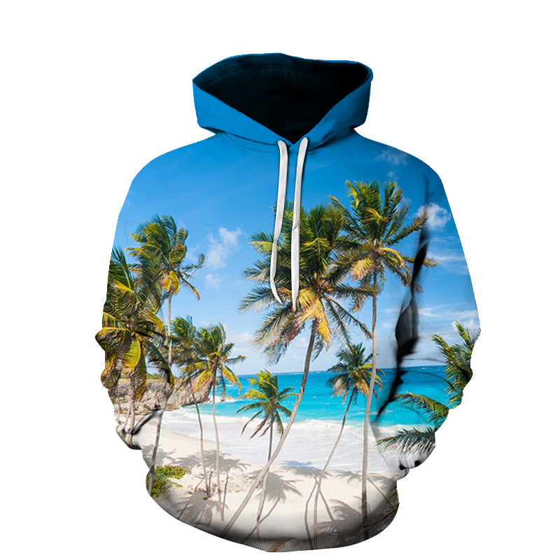 Beach Maple Leaf Couples Sport Sweaters Men and Women Casual Hoodies