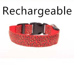 Leopard LED Dog Collar - Adjustable Light-Up Safety Collar, Battery or Rechargeable