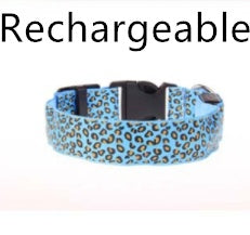 Leopard LED Dog Collar - Adjustable Light-Up Safety Collar, Battery or Rechargeable