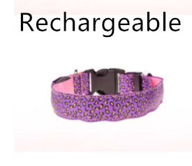 Leopard LED Dog Collar - Adjustable Light-Up Safety Collar, Battery or Rechargeable