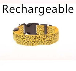 Leopard LED Dog Collar - Adjustable Light-Up Safety Collar, Battery or Rechargeable