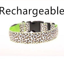 Leopard LED Dog Collar - Adjustable Light-Up Safety Collar, Battery or Rechargeable