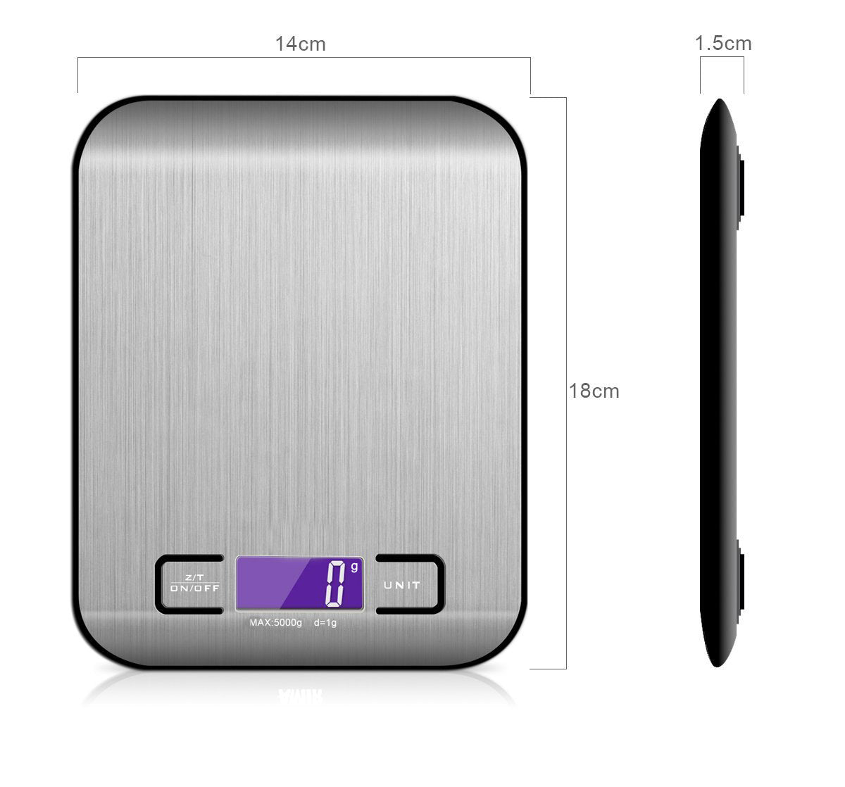 Rechargeable Flat Stainless Steel Kitchen Scale Electronic Small
