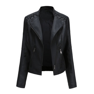 Women's Leather Jackets Short Slim Thin Ladies Motorcycle Suits