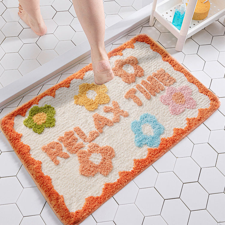 1PC Simple Bathroom Floret Carpet Flower Area Rugs Anti Slip