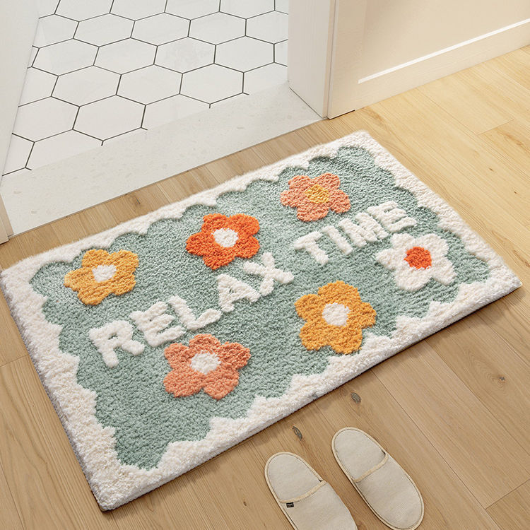 1PC Simple Bathroom Floret Carpet Flower Area Rugs Anti Slip