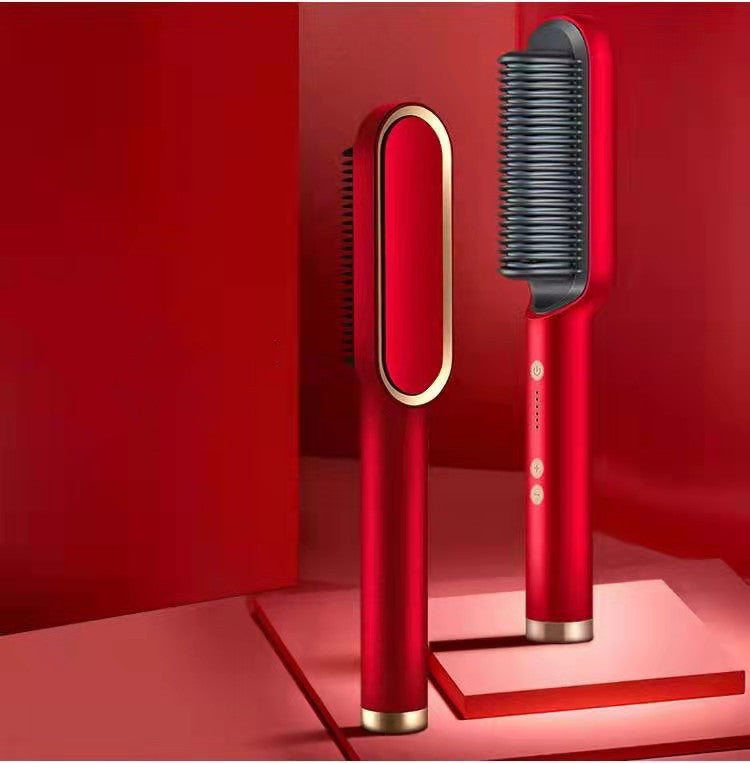 New 2-in-1 Hair Straightener Hot Comb Negative Ion Curling Tong