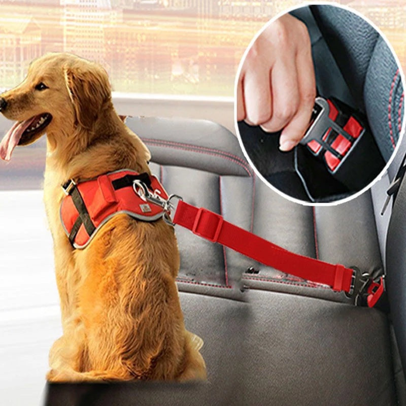 Adjustable Dog Car Seat Belt - Pet Safety Lead with Swivel Clip for Cars
