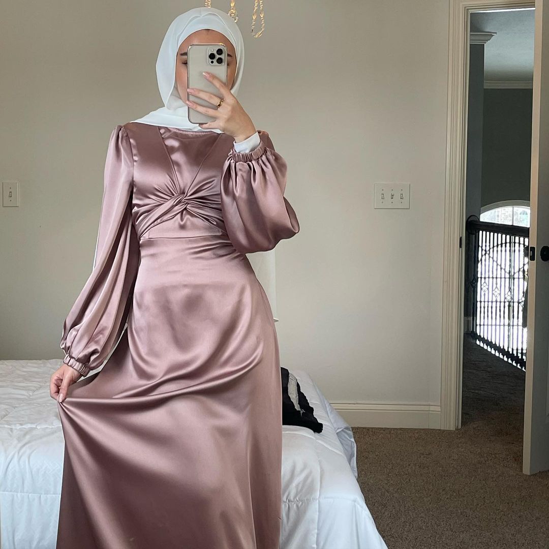 Ramadan Eid Mubarak Kaftan Dubai Abaya Turkey Muslim Women Hijab