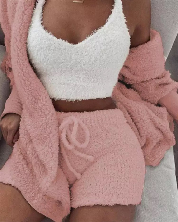 Winter Sexy Women Home Wear Suit Casual Pajamas Set Lady Soft