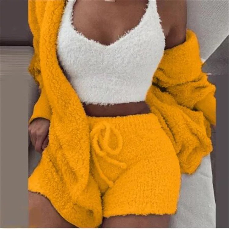 Winter Sexy Women Home Wear Suit Casual Pajamas Set Lady Soft