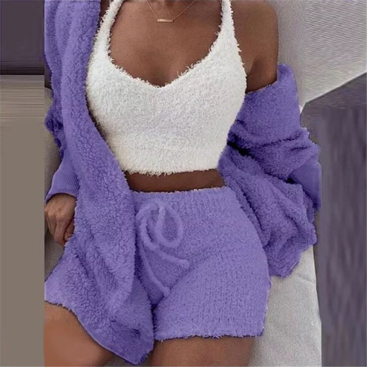 Winter Sexy Women Home Wear Suit Casual Pajamas Set Lady Soft