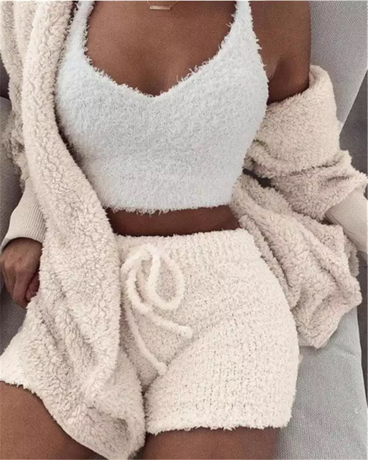 Winter Sexy Women Home Wear Suit Casual Pajamas Set Lady Soft