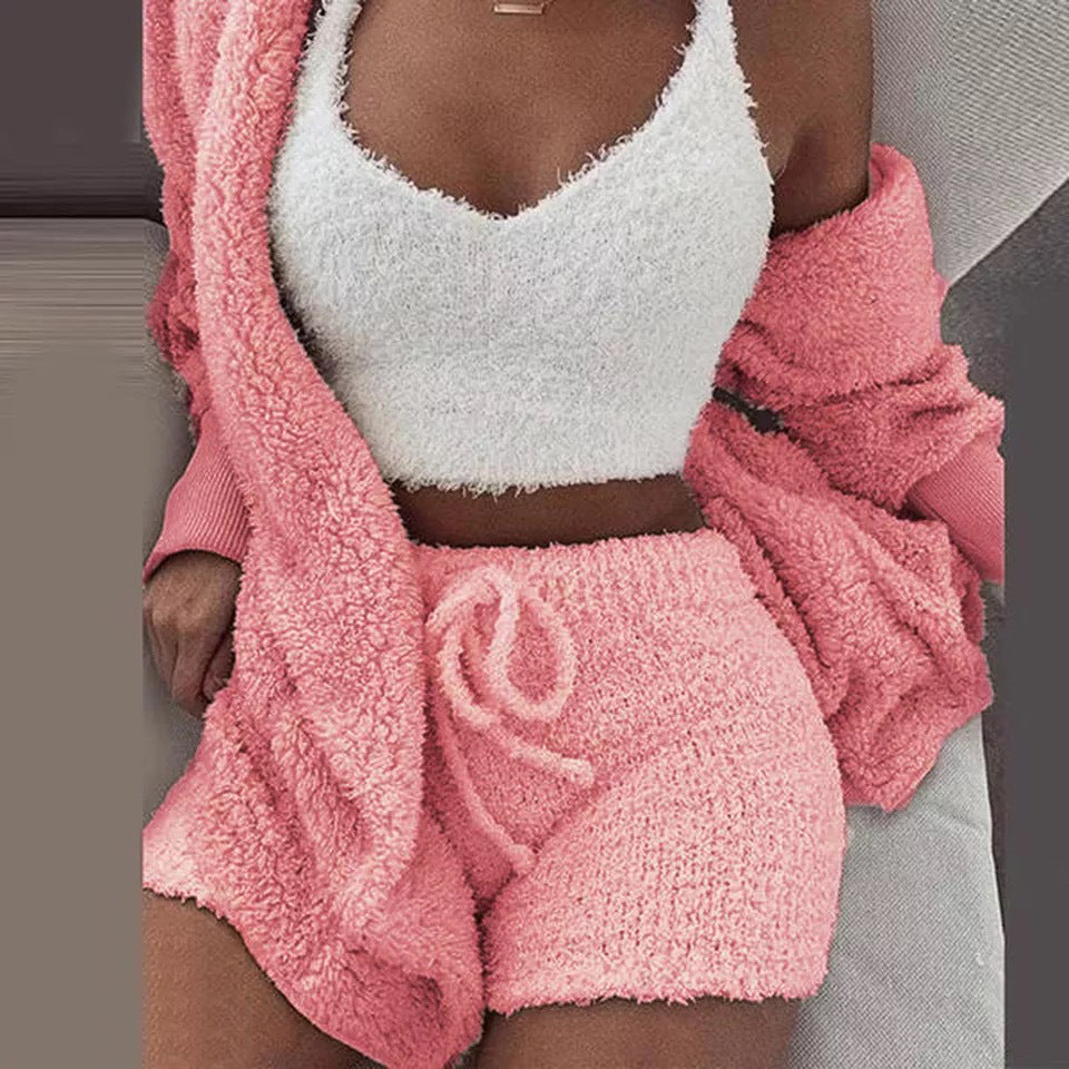 Winter Sexy Women Home Wear Suit Casual Pajamas Set Lady Soft