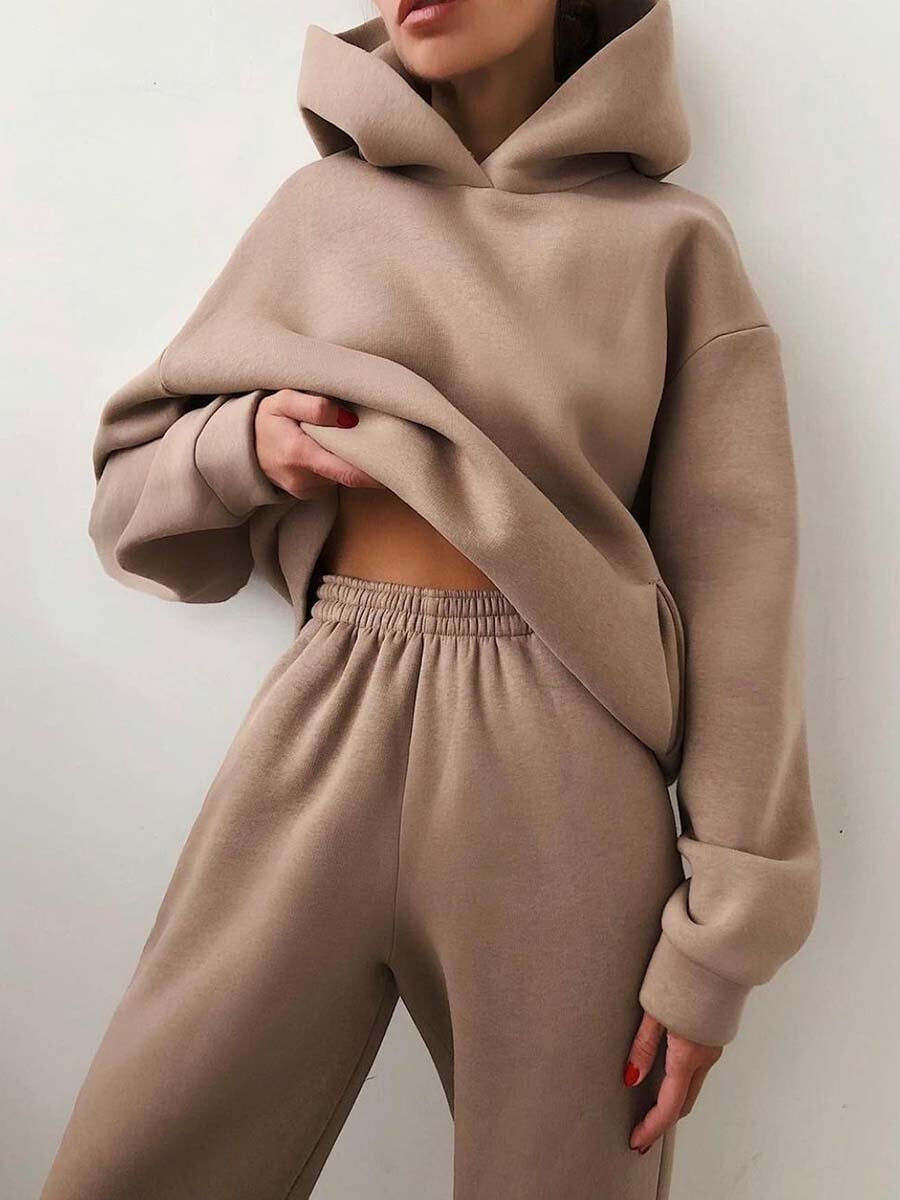 Women's Casual Hooded Sweater Two-Piece Suit Clothes Hoodie Tracksuit