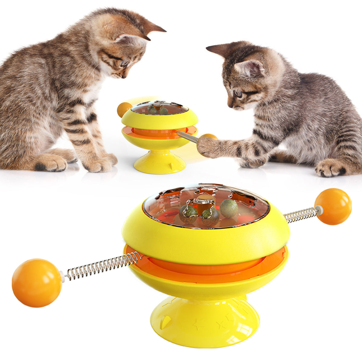 Rotating Turntable Cat Toy with Catnip Balls - Interactive Multi-Cat Play Toy