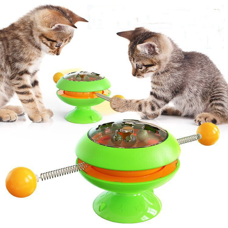 Rotating Turntable Cat Toy with Catnip Balls - Interactive Multi-Cat Play Toy