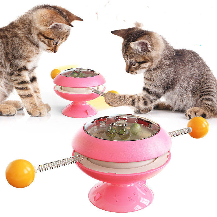 Rotating Turntable Cat Toy with Catnip Balls - Interactive Multi-Cat Play Toy