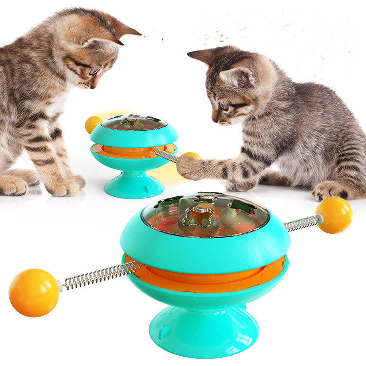 Rotating Turntable Cat Toy with Catnip Balls - Interactive Multi-Cat Play Toy