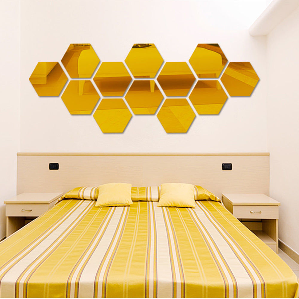 Hexagon Acrylic Mirror Wall Stickers - 3D Removable Wall Decor