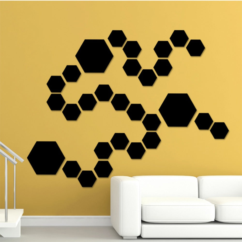 Hexagon Acrylic Mirror Wall Stickers - 3D Removable Wall Decor