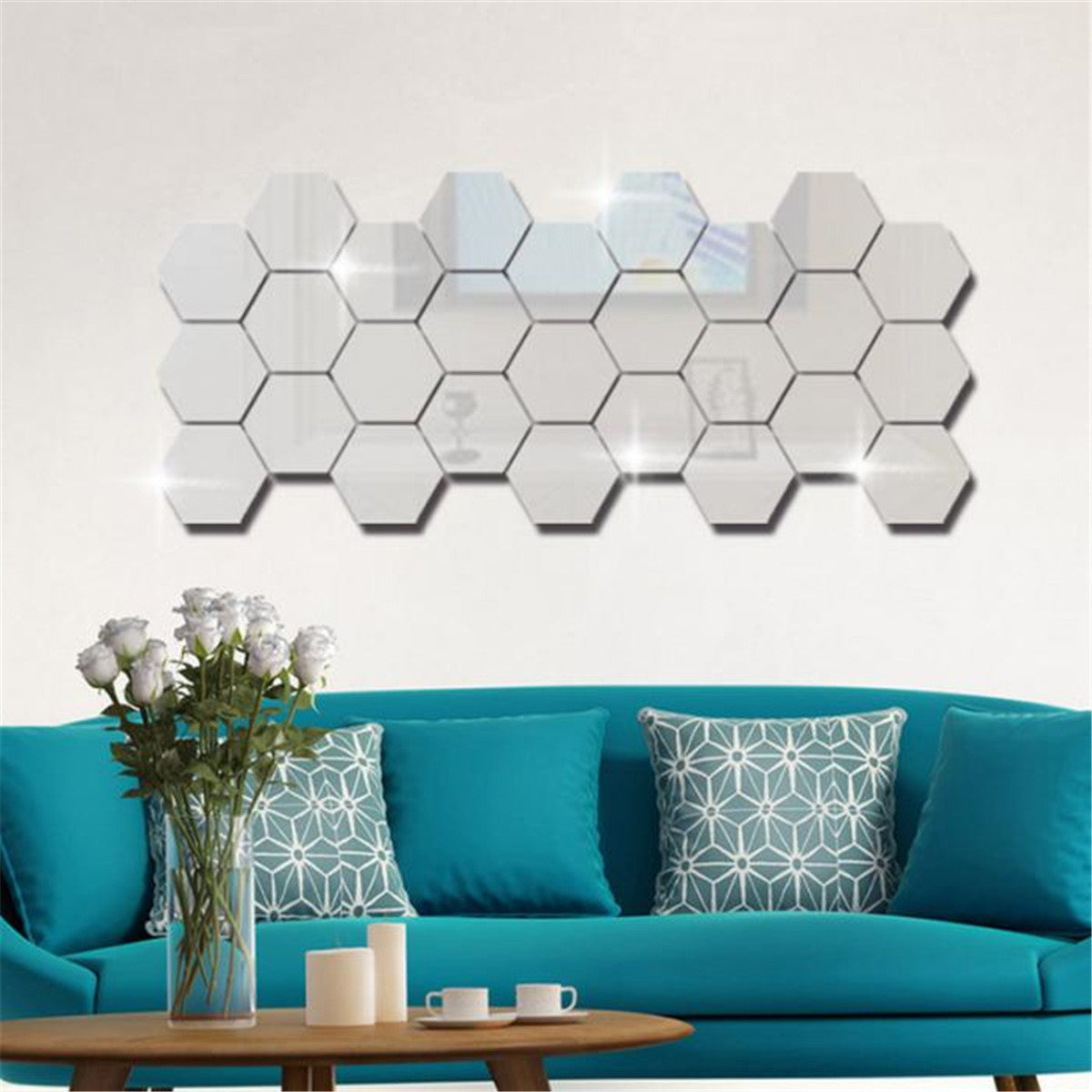 Hexagon Acrylic Mirror Wall Stickers - 3D Removable Wall Decor